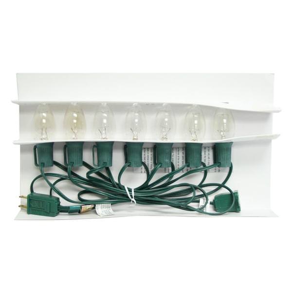 7 Light 10' Green Wire Clear Vintage C9 String